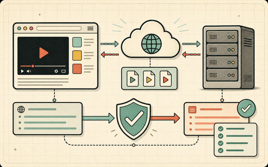 Generated illustration of HLS CORS headers and browser access