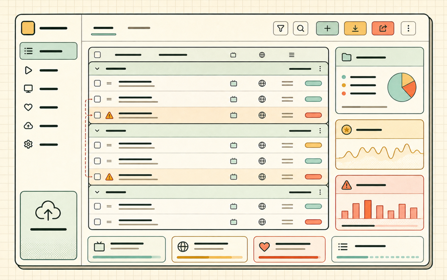 Generated illustration of an IPTV playlist manager dashboard